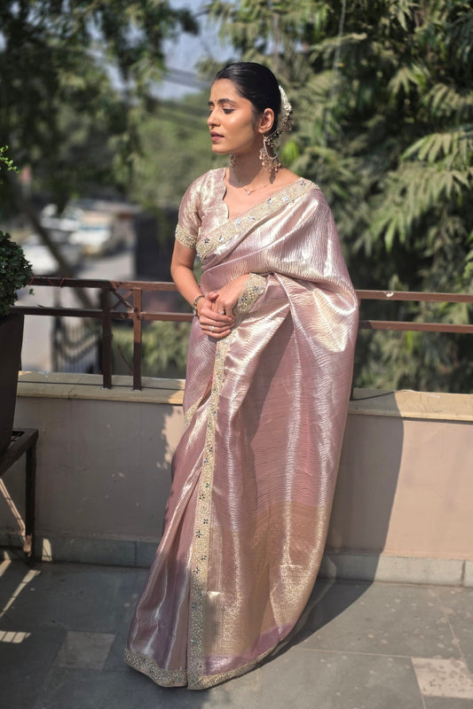 Aarohi – The Graceful Pink Banarasi Saree