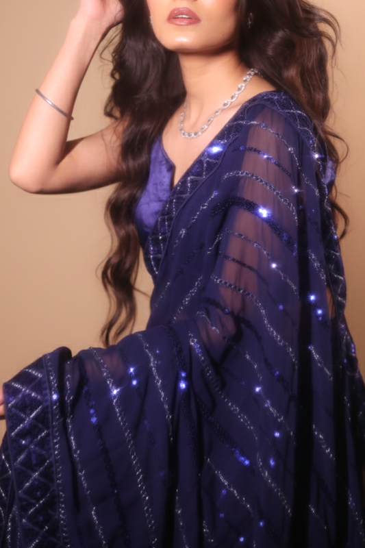 Naina - Cocktail Night Sequin Georgette Saree