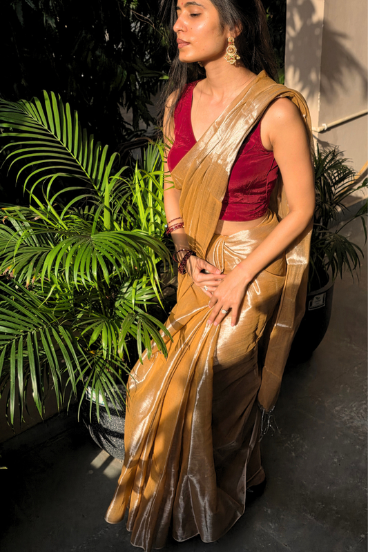 Mehreen - Beige Tissue Saree