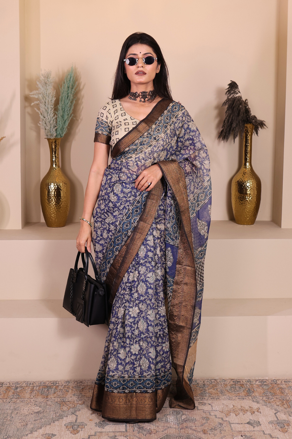 Bhairavi – Royal Indigo Kota Doria Saree