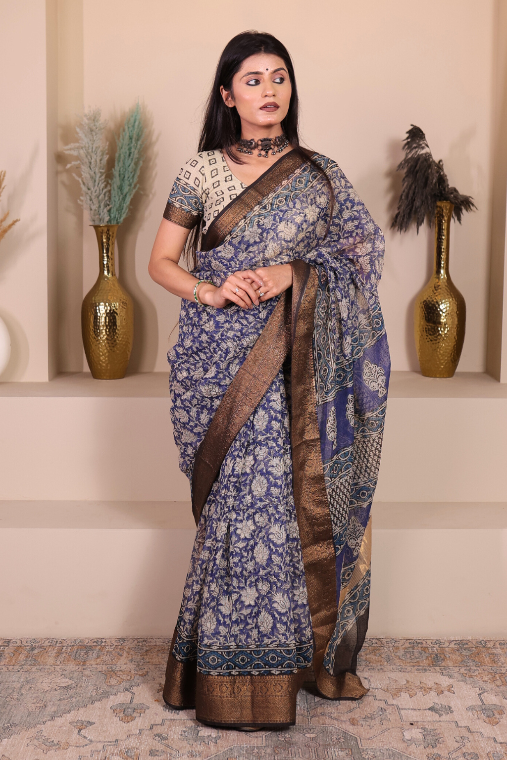 Bhairavi – Royal Indigo Kota Doria Saree