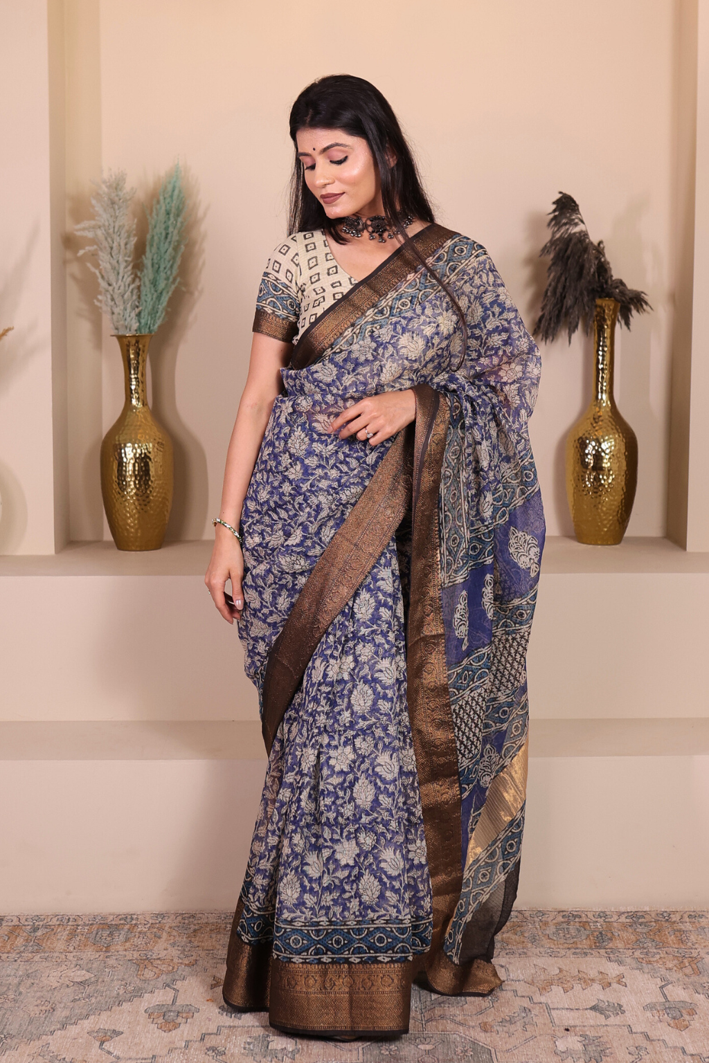 Bhairavi – Royal Indigo Kota Doria Saree