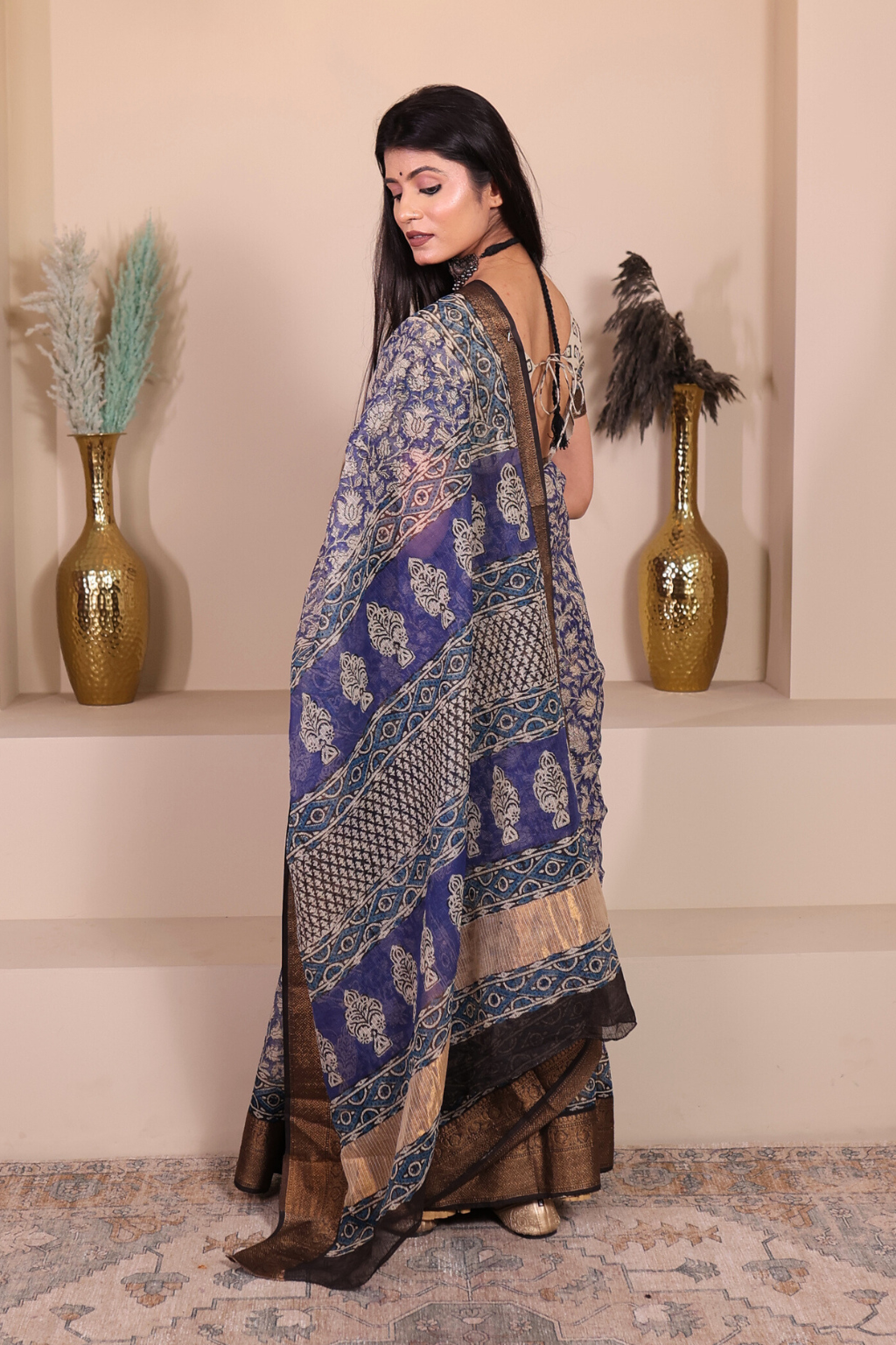 Bhairavi – Royal Indigo Kota Doria Saree