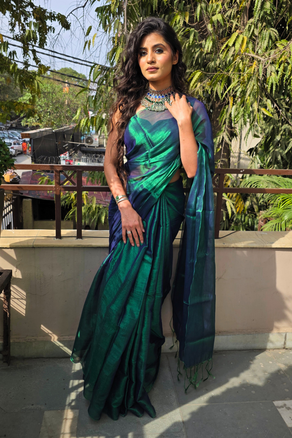 Neelima – Peacock Tissue Cotton Saree