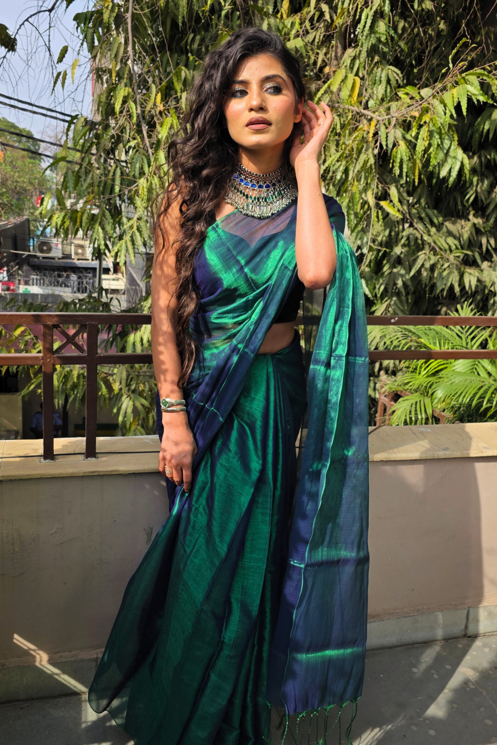 Neelima – Peacock Tissue Cotton Saree
