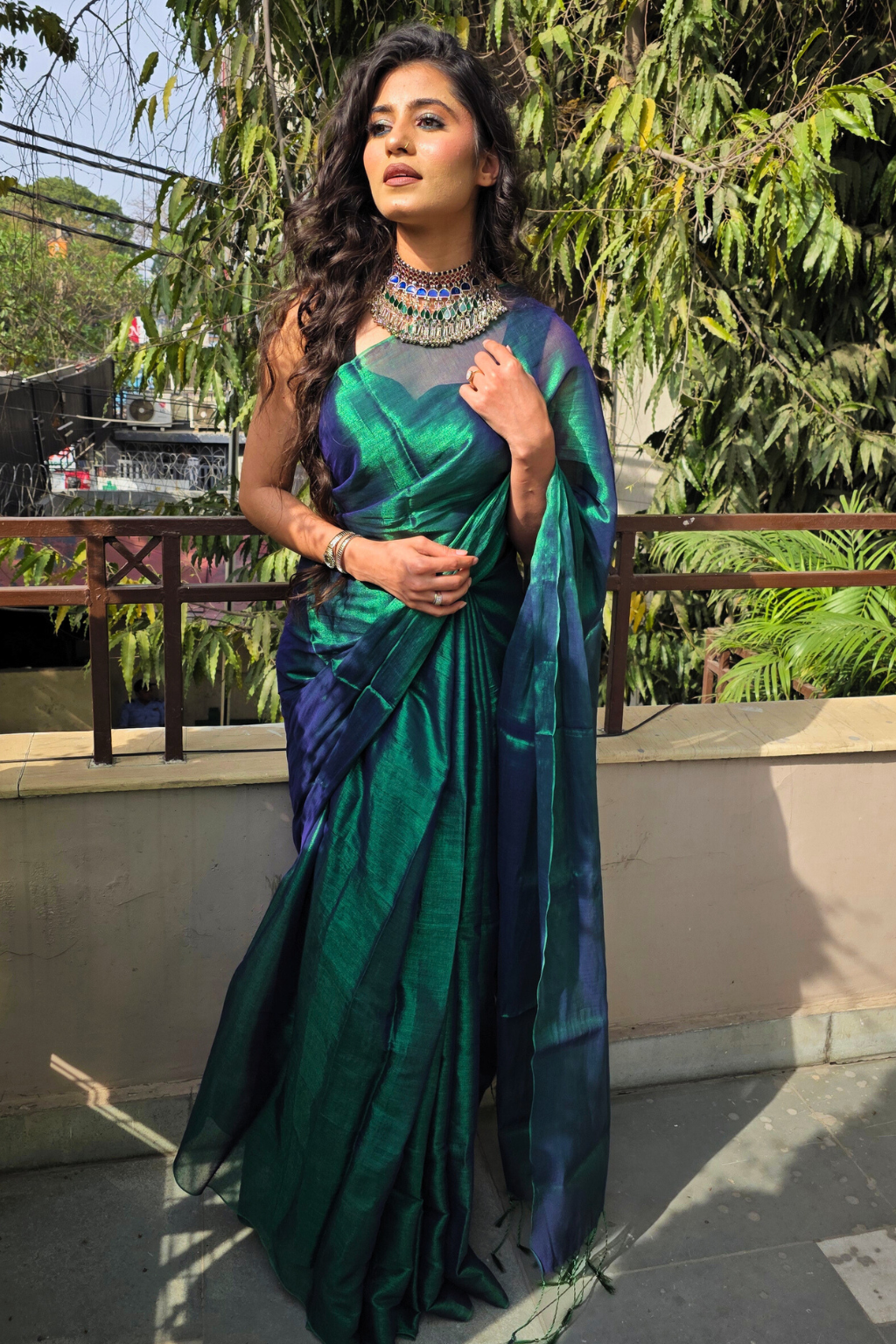 Neelima – Peacock Tissue Cotton Saree