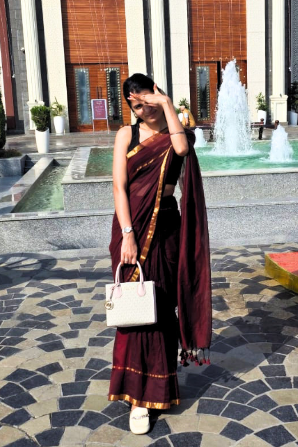 Meher - Deep Wine Mul Cotton Saree with Golden Zari Borders