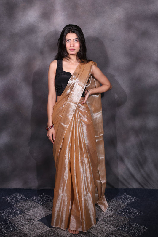 Mehreen (Without Border) – Beige Tissue Saree